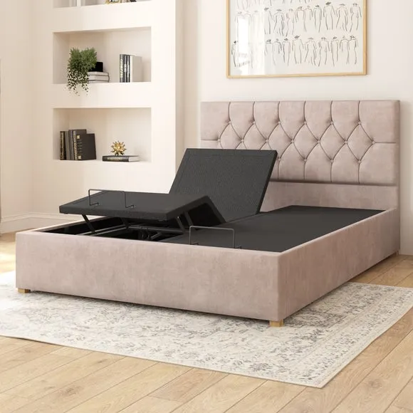 Adjustable Bed with Remote - Silver, Velvet