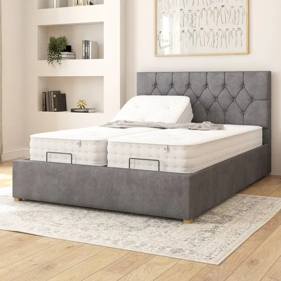 Adjustable Bed with Remote - Steel, Velvet