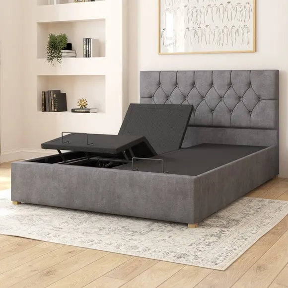 Adjustable Bed with Remote - Steel, Velvet