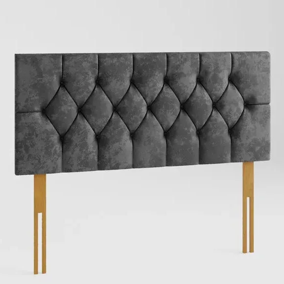 Buttoned Headboard with Deep Padding - Black, Velvet