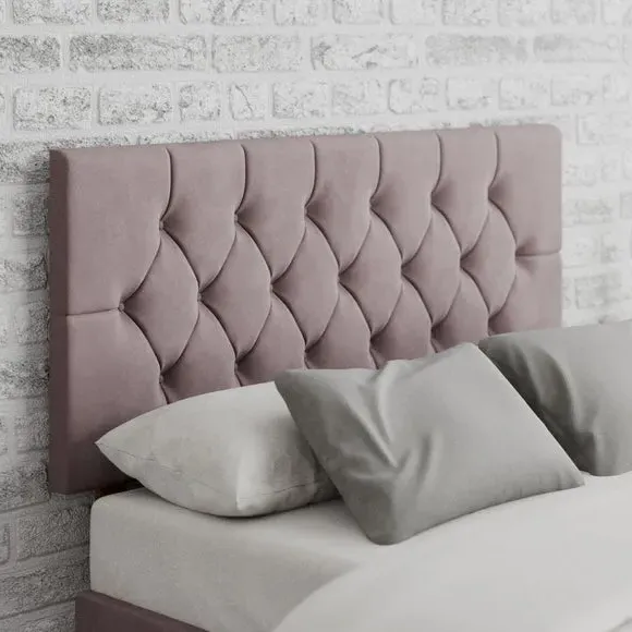 Buttoned Headboard with Deep Padding - Blush, Velvet image