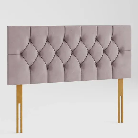 Buttoned Headboard with Deep Padding - Blush, Velvet