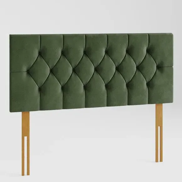 Buttoned Headboard with Deep Padding - Forest, Velvet