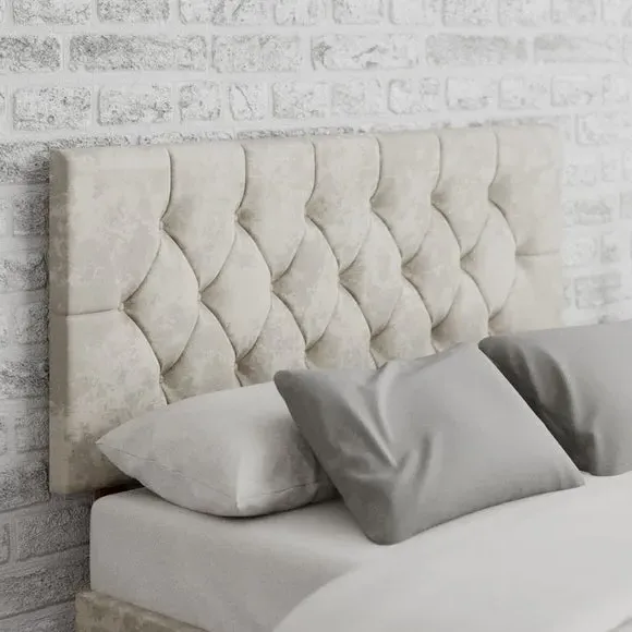 Buttoned Headboard with Deep Padding - Pearl, Velvet