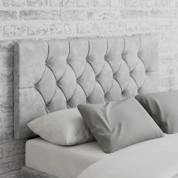 Buttoned Headboard with Deep Padding - Silver, Velvet