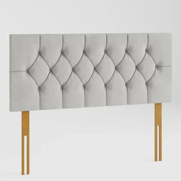Buttoned Headboard with Deep Padding - Silver, Velvet