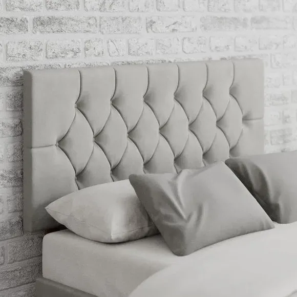 Buttoned Headboard with Deep Padding - Silver, Velvet