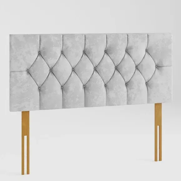 Buttoned Headboard with Deep Padding - Silver, Velvet
