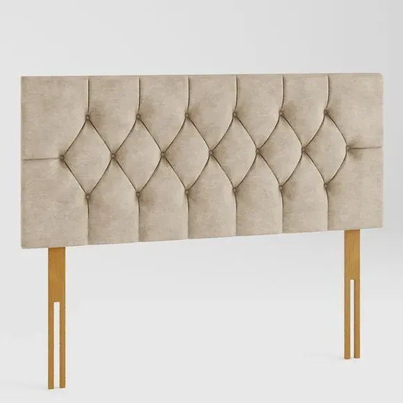 Buttoned Headboard with Padding - Beige, Linen