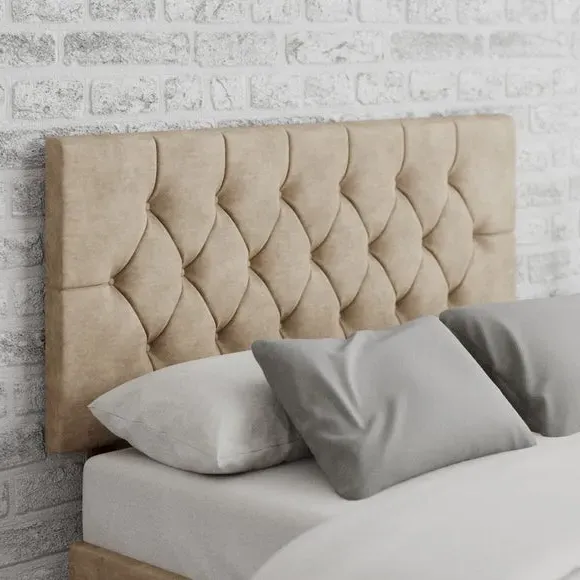 Buttoned Headboard with Padding - Beige, Linen image