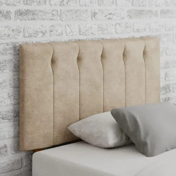Buttoned Headboard with Padding - Beige, Linen image