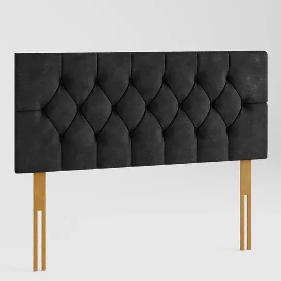 Buttoned Headboard with Padding - Charcoal, Linen