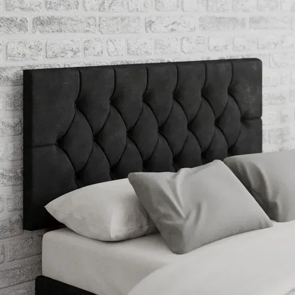 Buttoned Headboard with Padding - Charcoal, Linen