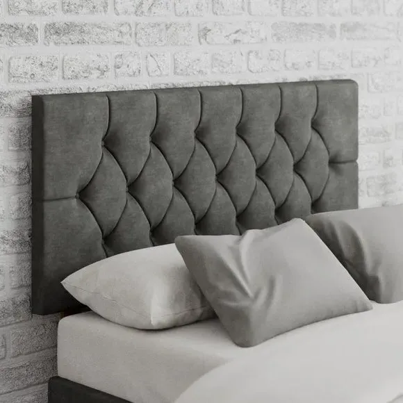 Buttoned Headboard with Padding - Grey, Linen