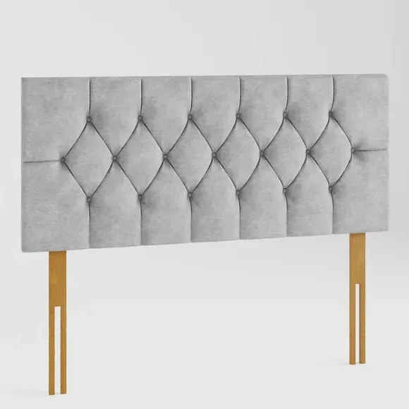 Buttoned Headboard with Padding - Silver, Linen
