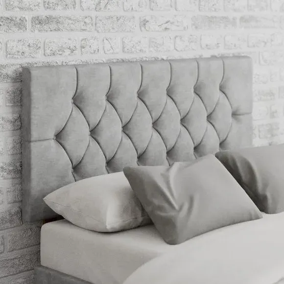 Buttoned Headboard with Padding - Silver, Linen