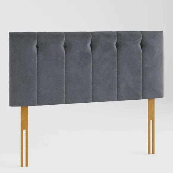 Buttoned Headboard with Padding - Steel, Velvet