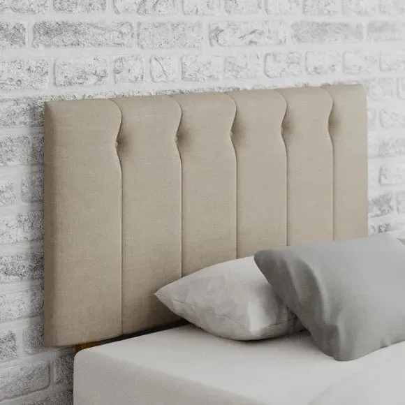 Buttoned Headboard with Struts - Natural, Linen