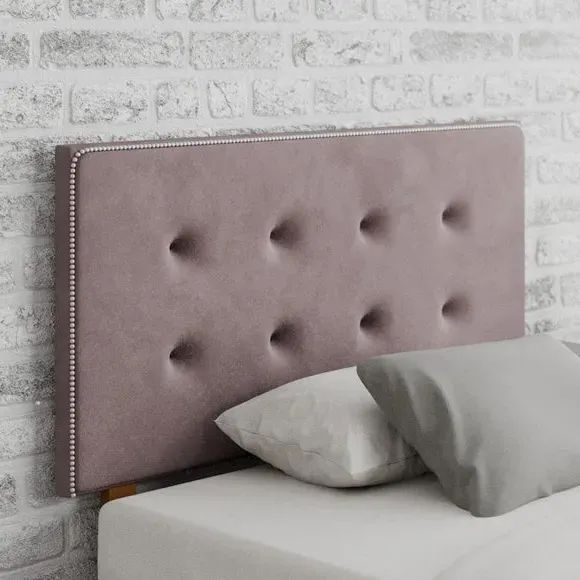 Buttoned Headboard with Studs - Blush, Velvet image