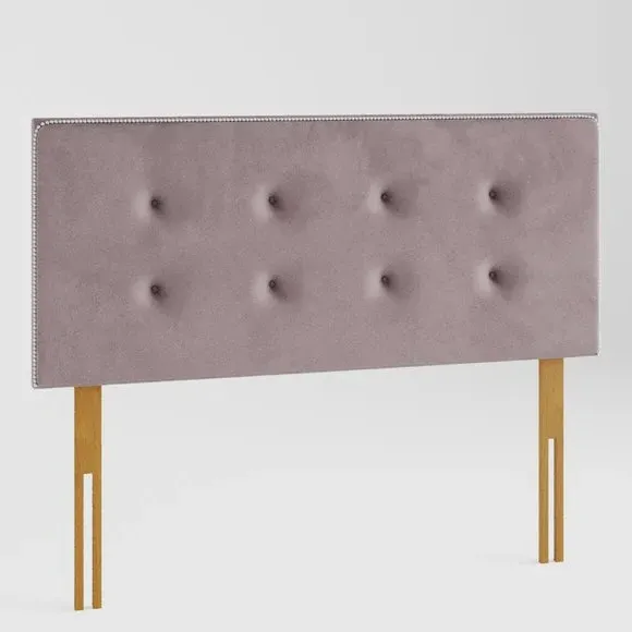 Buttoned Headboard with Studs - Blush, Velvet