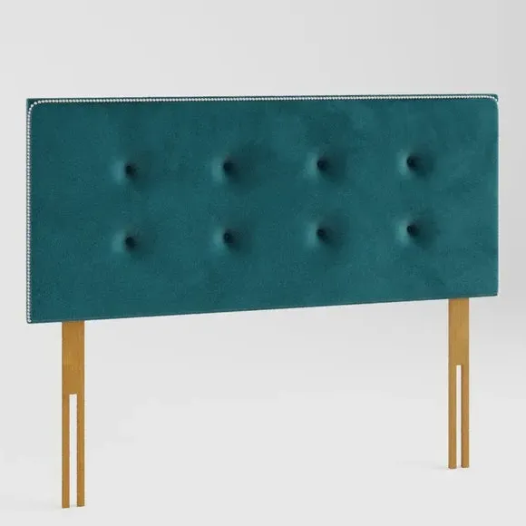 Buttoned Headboard with Studs - Emerald, Velvet