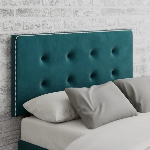 Buttoned Headboard with Studs - Emerald, Velvet