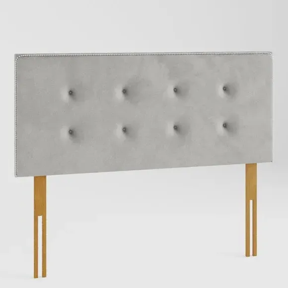 Buttoned Headboard with Studs - Silver, Velvet
