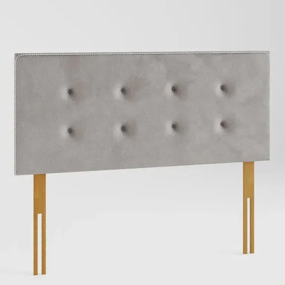 Buttoned Headboard with Studs - Silver, Velvet