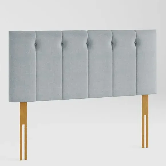 Buttoned Headboard with Vertical Lines - Sky, Fabric