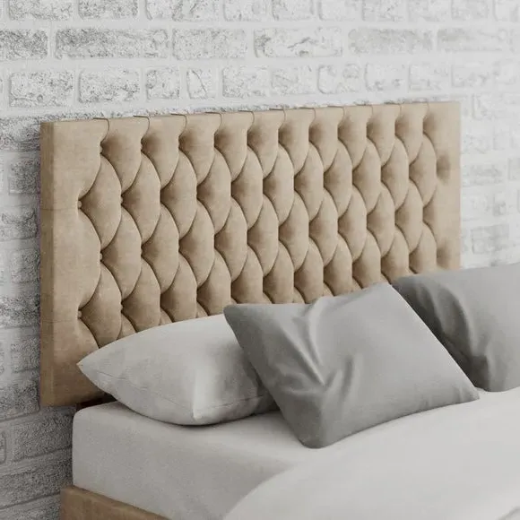 Chesterfield Headboard with Deep Padding - Beige image