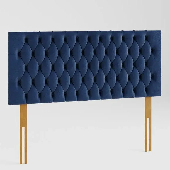Chesterfield Headboard with Deep Padding - Navy, Velvet
