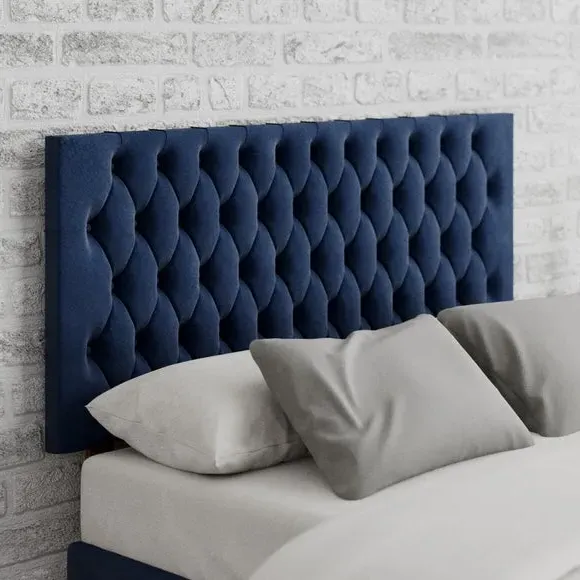 Chesterfield Headboard with Deep Padding - Navy, Velvet
