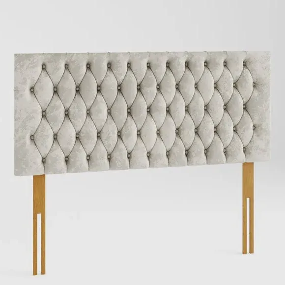 Chesterfield Headboard with Deep Padding - Pearl, Velvet