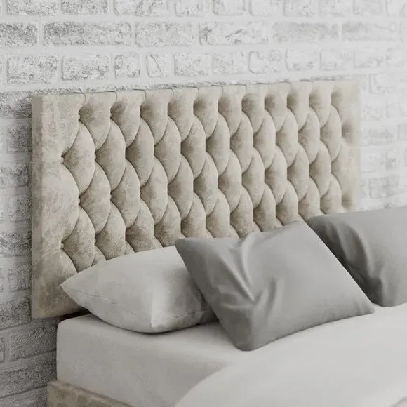 Chesterfield Headboard with Deep Padding - Pearl, Velvet