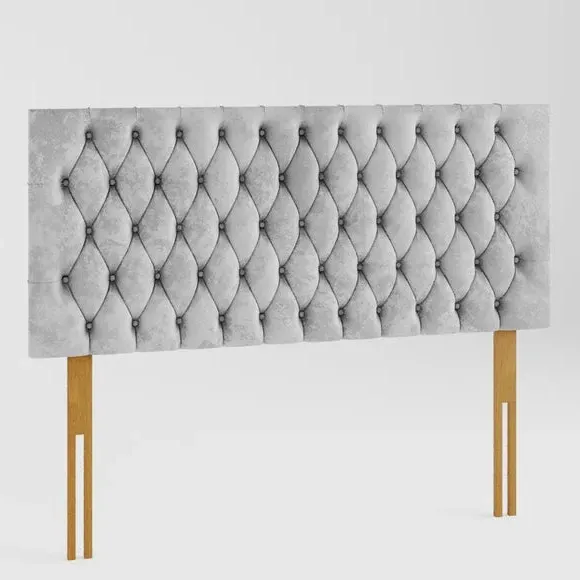 Chesterfield Headboard with Deep Padding - Silver, Velvet