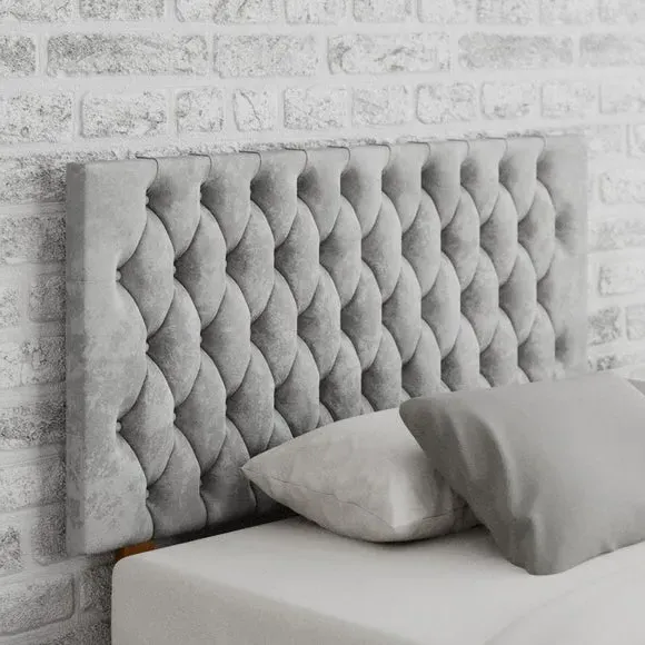 Chesterfield Headboard with Deep Padding - Silver, Velvet