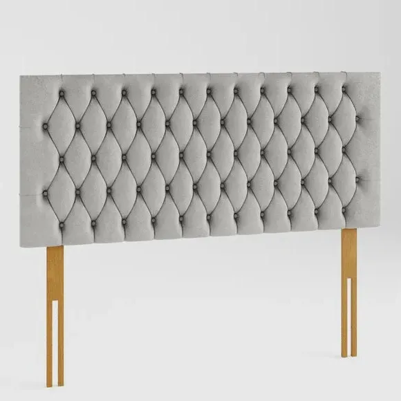 Chesterfield Headboard with Deep Padding - Silver, Velvet