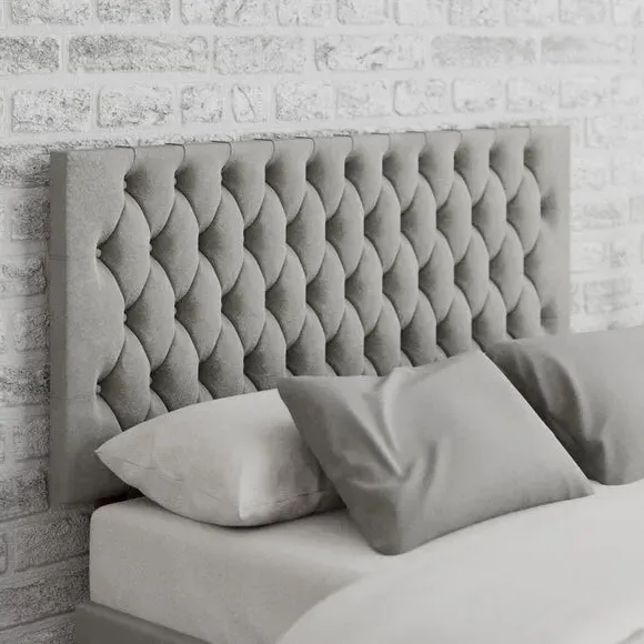 Chesterfield Headboard with Deep Padding - Silver, Velvet