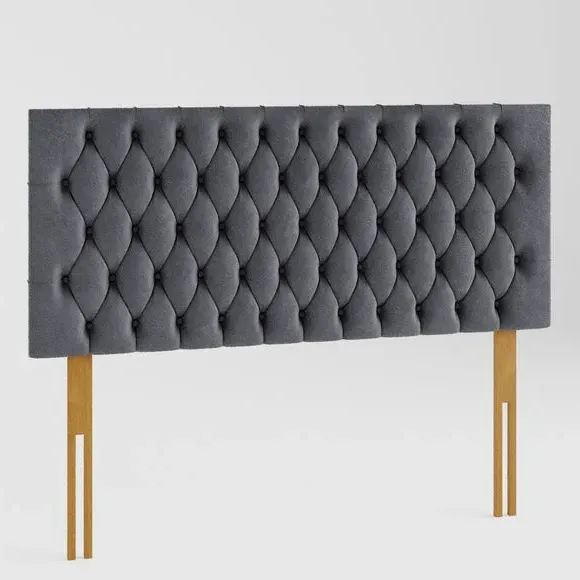 Chesterfield Headboard with Deep Padding - Steel, Velvet