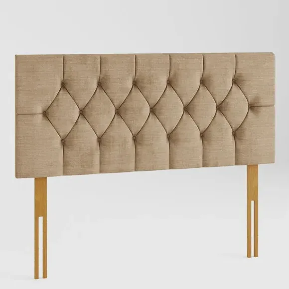 Deep Buttoned Headboard - Champagne, Velour