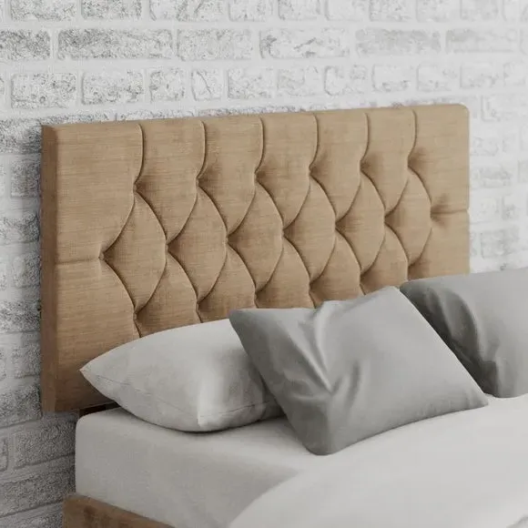 Deep Buttoned Headboard - Champagne, Velour image