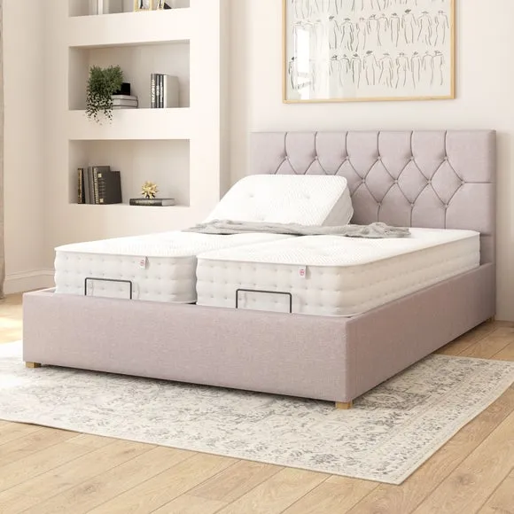 Electronic Adjustable Bed Frame - Grey, Linen