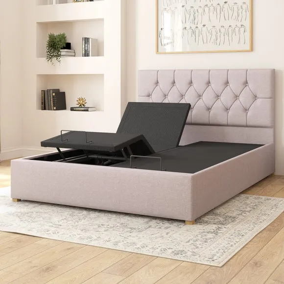 Electronic Adjustable Bed Frame - Grey, Linen