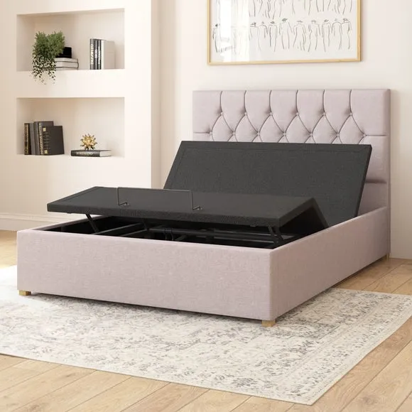 Electronic Adjustable Bed Frame - Grey, Linen
