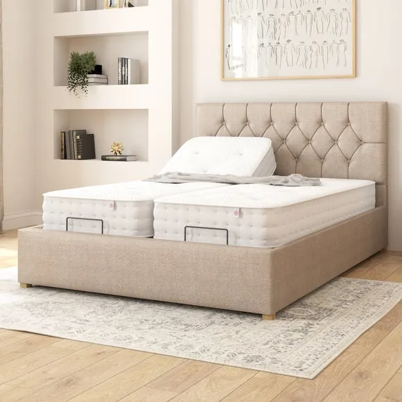 Electronic Adjustable Bed Frame - Natural, Linen