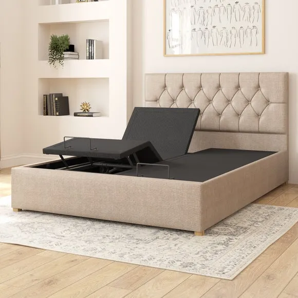 Electronic Adjustable Bed Frame - Natural, Linen