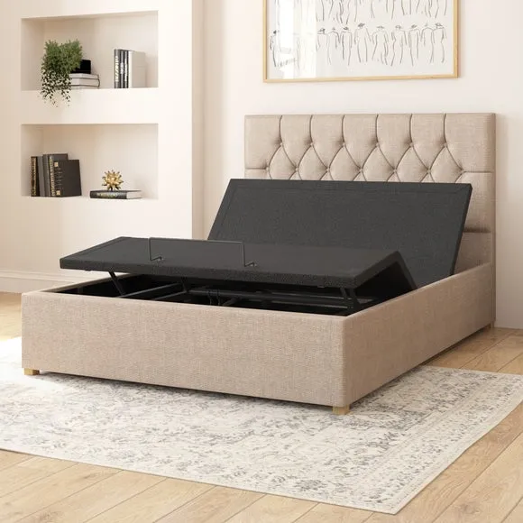 Electronic Adjustable Bed Frame - Natural, Linen