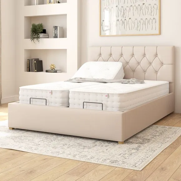 Electronic Adjustable Bed Frame - Off-White, Linen