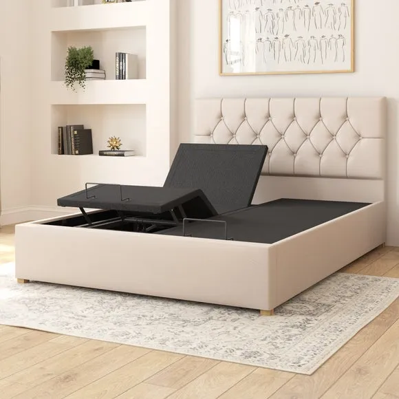 Electronic Adjustable Bed Frame - Off-White, Linen