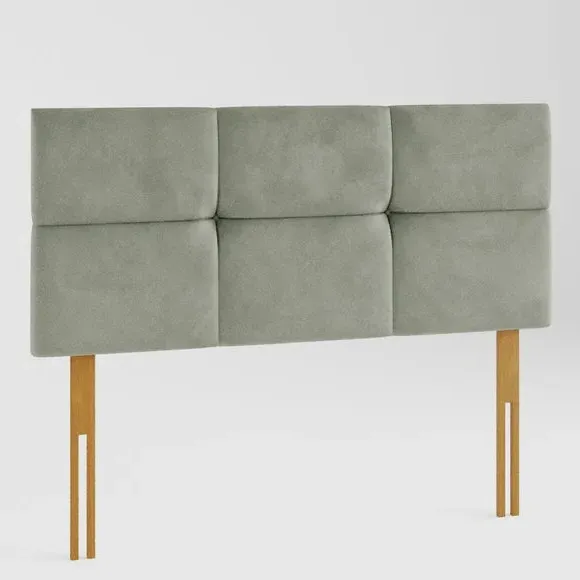 Geometric Headboard with Deep Padding - Duck Egg, Velvet